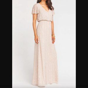 Show Me Your Mumu Michelle Flutter Maxi Dress in Show Me The Ring Beaded sz L